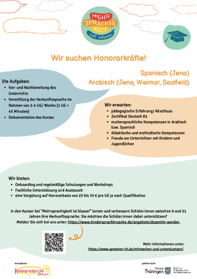 Honorarkräfte für Arabisch und Spanisch - "Mehrsprachigkeit ist klasse!"